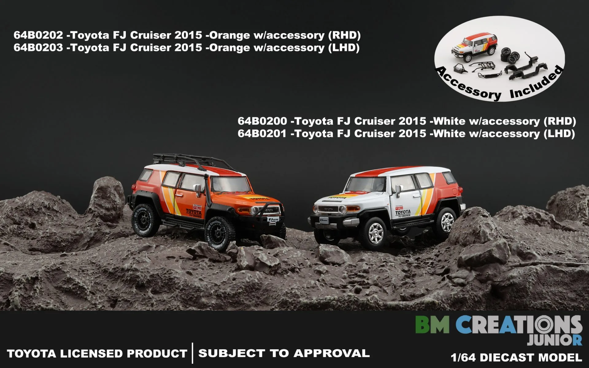 BM Creations 1/64 - Toyota 2015 FJ Cruiser - White w/logo-LHD - Görsel 3
