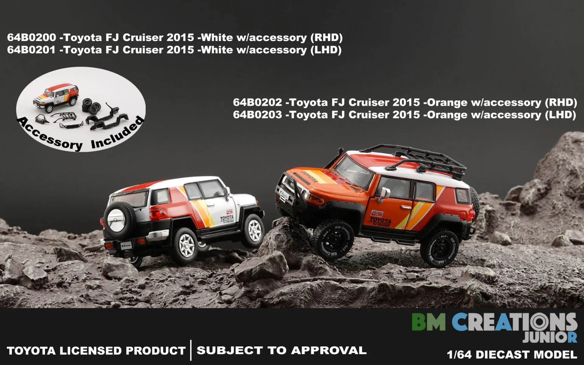 BM Creations 1/64 - Toyota 2015 FJ Cruiser - White w/logo-LHD - Görsel 4