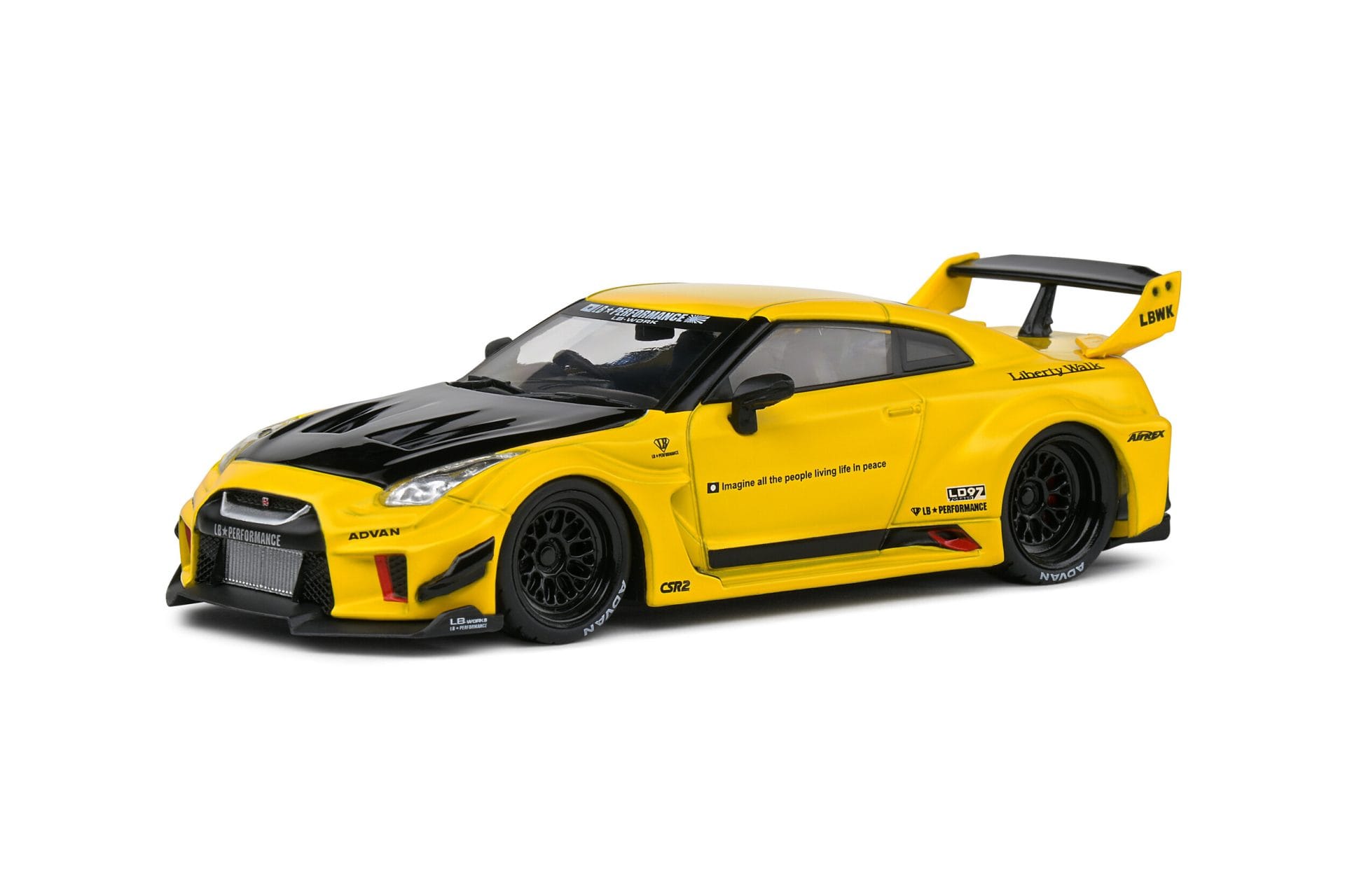 ミニカー LBWK 35GT-RR Yellow Solido - Nissan GT-R (R35) LBWK Silhouette – Yellow – 2019 - 1/43