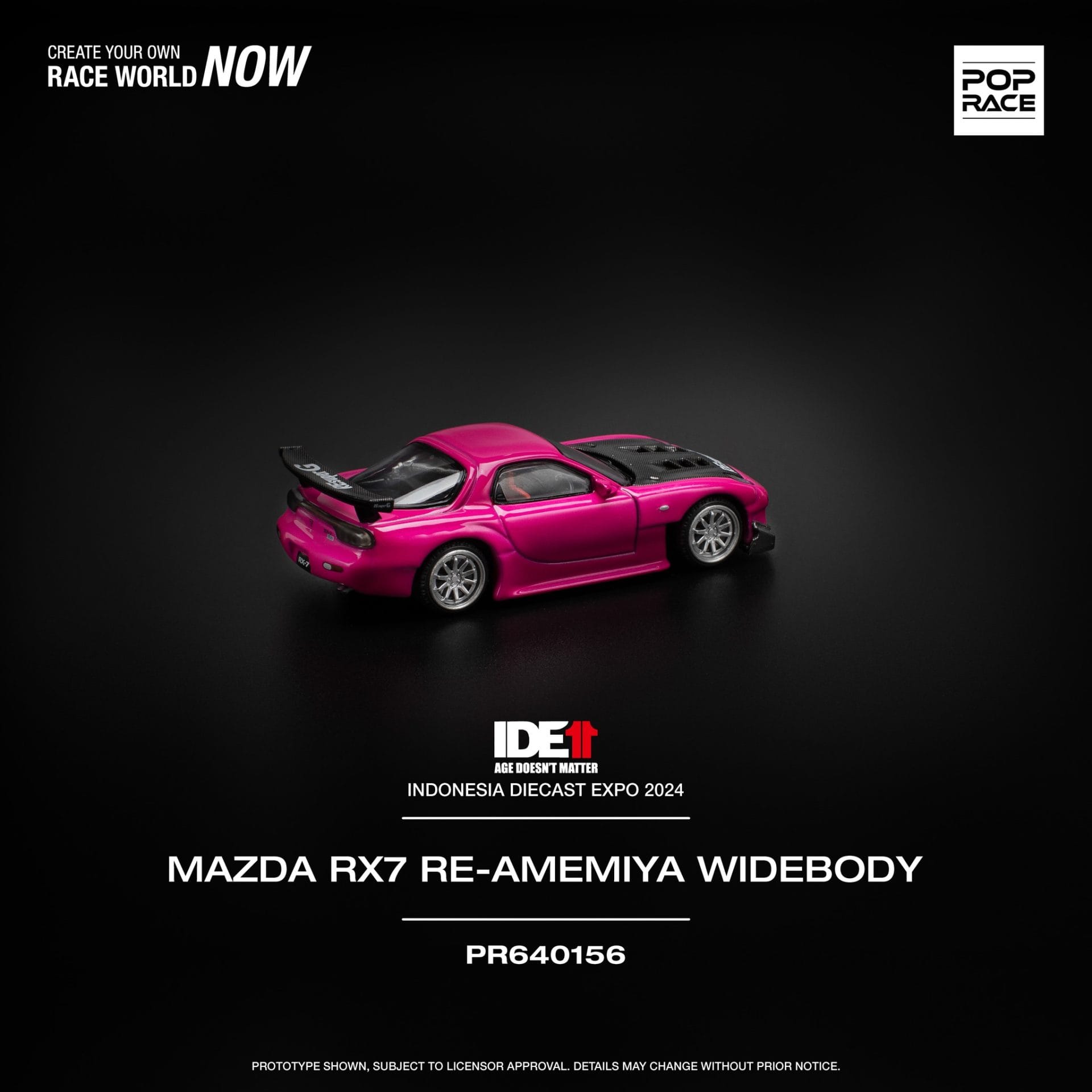 POP RACE - Mazda RX7 RE-Amemiya Widebody - Pink - 1/64 - PR640156