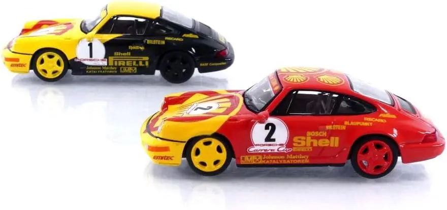 SPARKY x TINY - Shell Porsche 911 (964) İki Model Set - Kaufmann and Shell Trophy 1991 Limited Edition -1/64 - Görsel 6