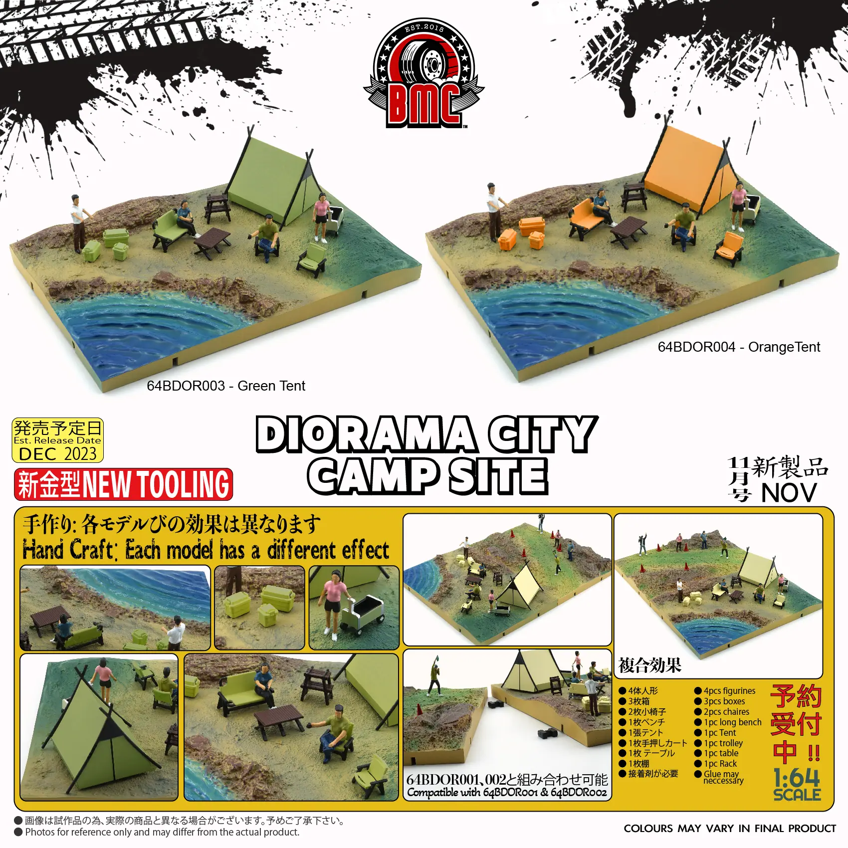 BM Creations - Diorama City - Kamp Alanı Yeşil Çadırlı - 1/64 - Görsel 2