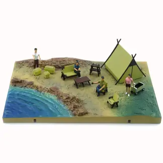 BM Creations - Diorama City - Kamp Alanı Yeşil Çadırlı - 1/64