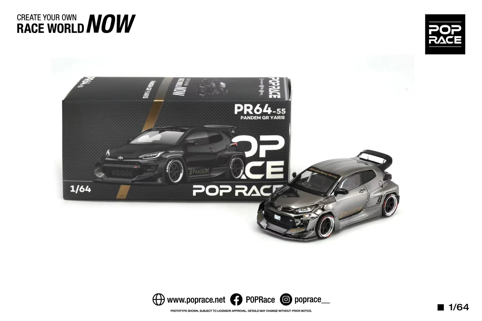 Pop Race - 1/64 Toyota GR Yaris PANDEM IMXPO2023 Exclusive Siyah
