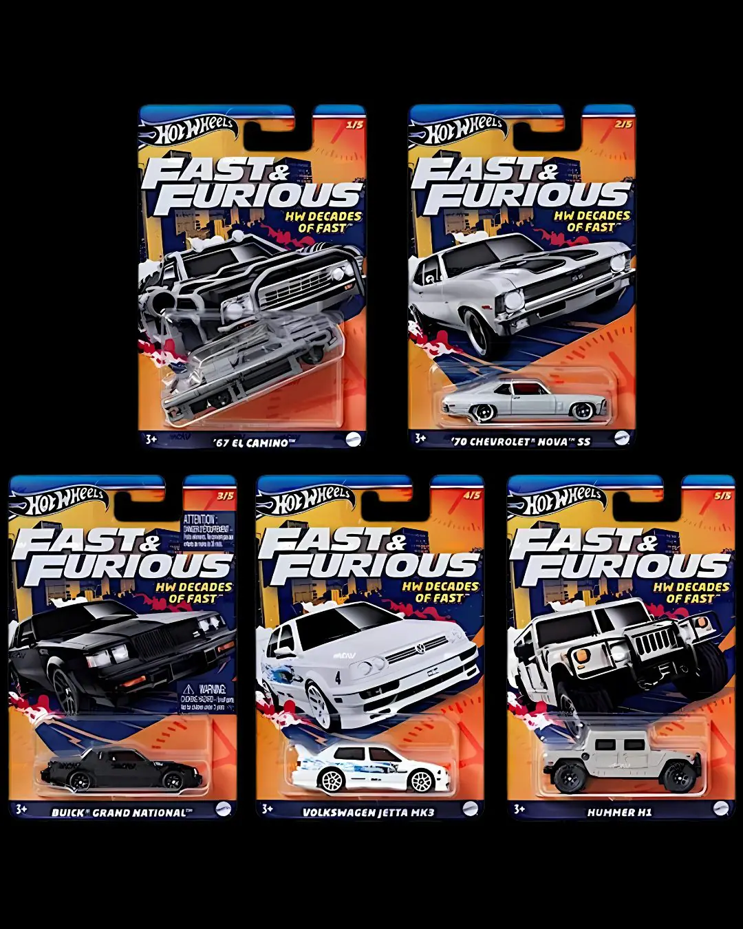 Hot Wheels - Fast and Furious HW Decades of Fast 5 Araçlık Set - 1/64