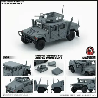 BM Creations - HUMVEE 4-CT Matte Dark Grey – 64B0461 - 1/64